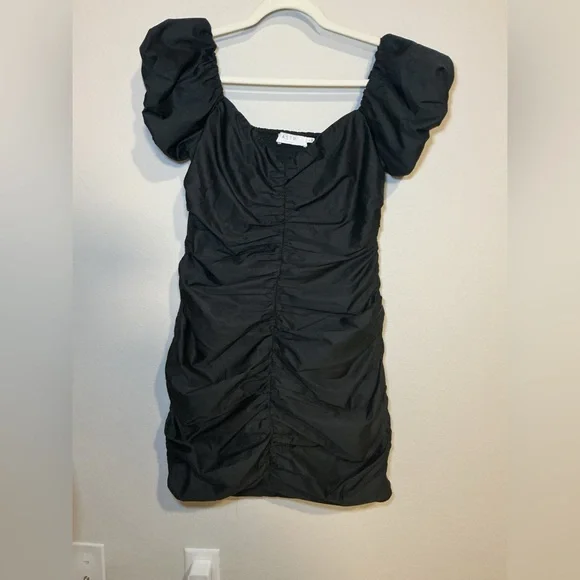 Astr Black Gathered Mini Dress - Picture 3 of 7